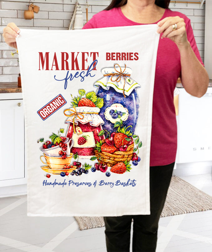 Farm Fresh Berries Preserves Kitchen Cotton Terry Towel