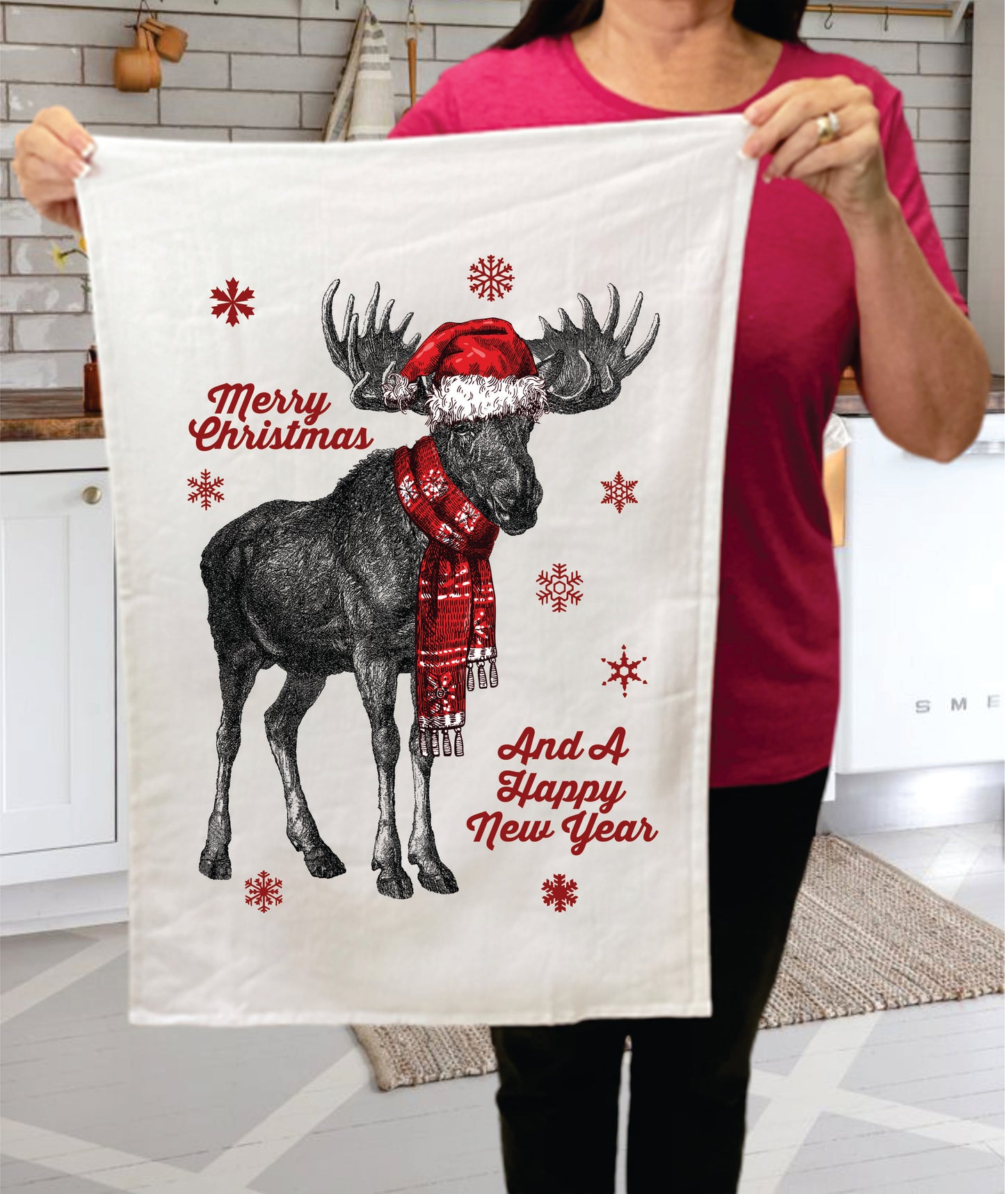 Paris Christmas Wreath, Cotton Terry Towels - Copy