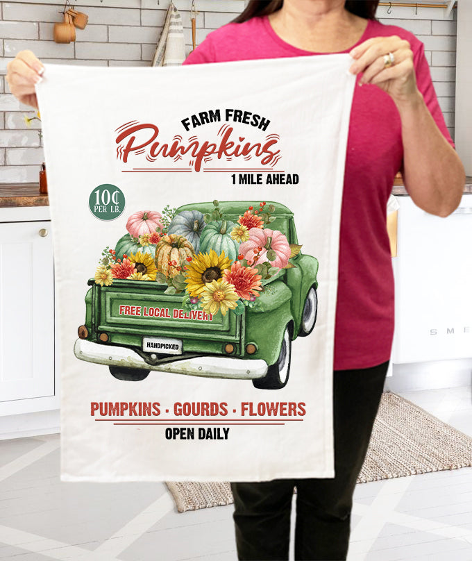 Fall Autumn Pumpkin Bakery Shop Kitchen  Terry Towel