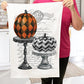 Halloween Checkered Stacked Pumpkins Kitchen Terry Towel